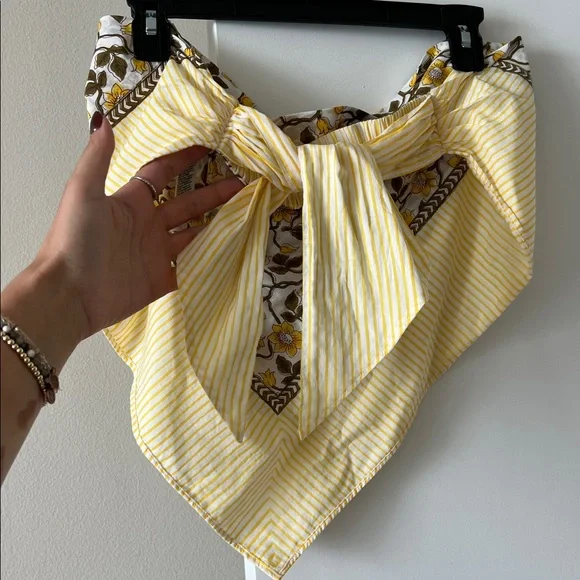 J. Crew Cotton voile bandana top in daffodil daze block print Size L - Picture 6 of 7